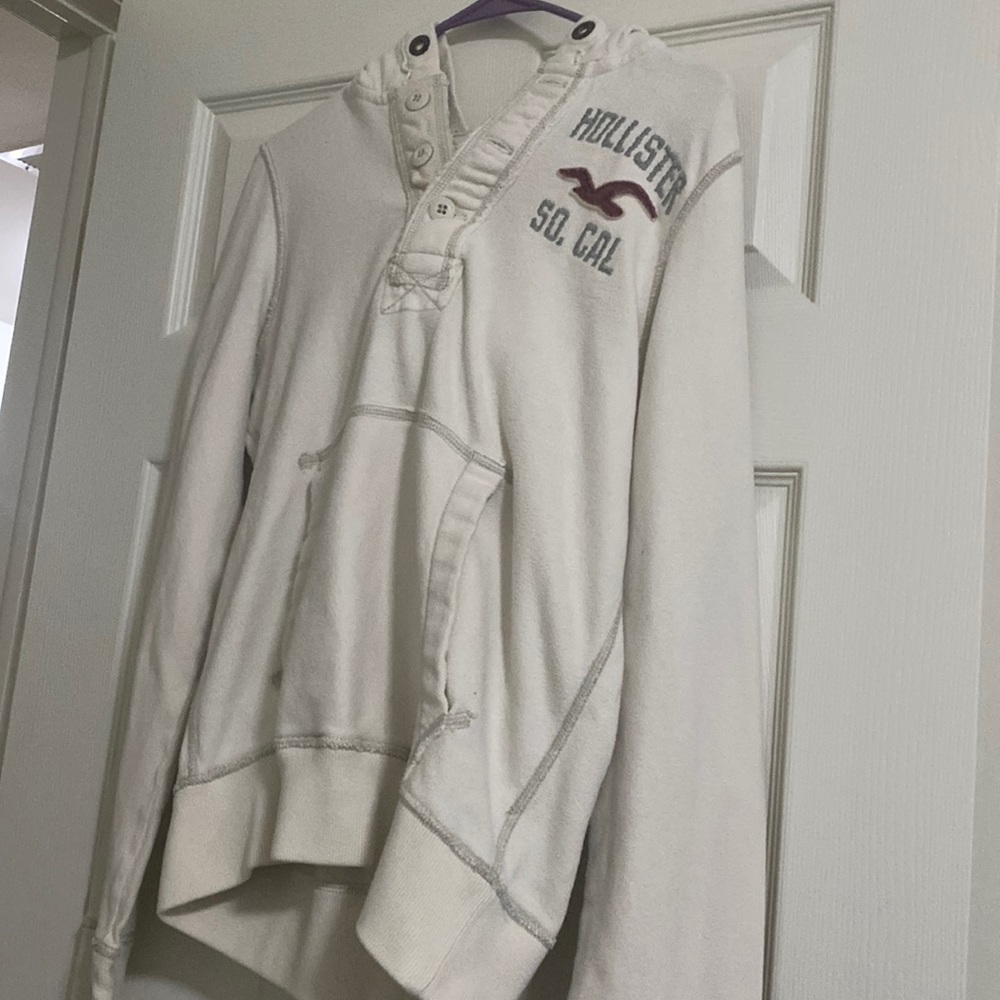 Hollister off-white Henley hoodie